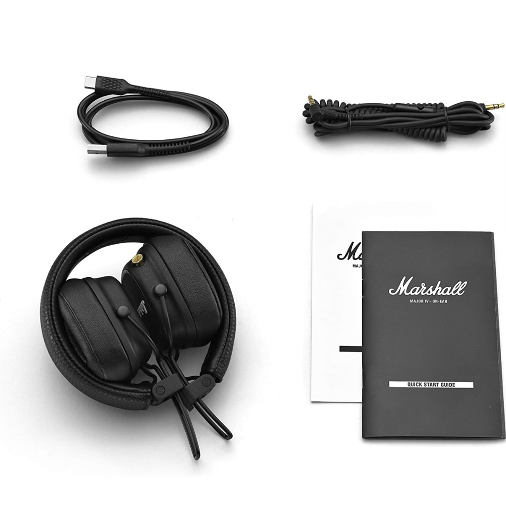 Marshall Major IV on-ear headphones with Bluetooth 5.0 and intuitive multi-directional control knob for easy playback management.